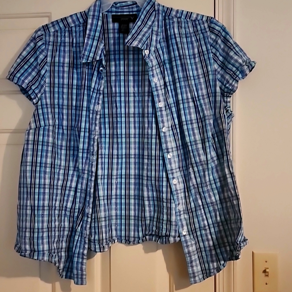 Lane Bryant Blue Plaid Blouse